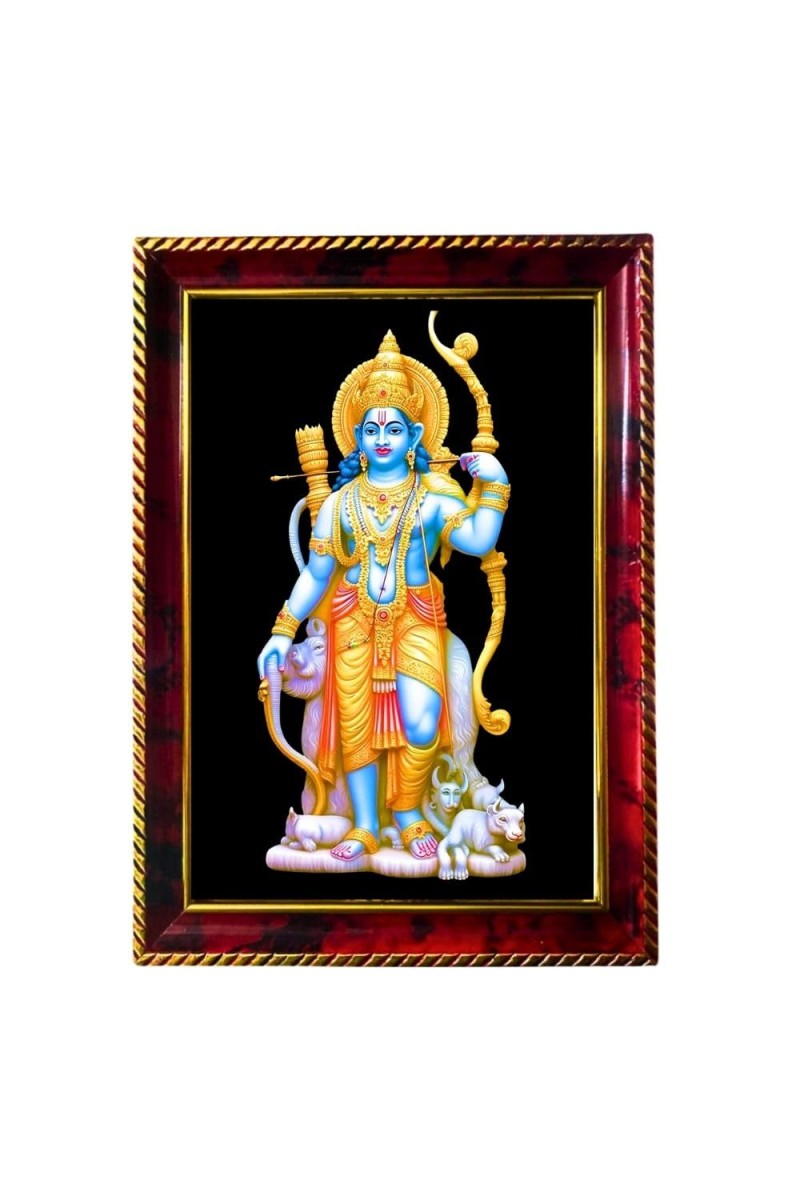 Lord Rama Photo Frame For Wall & Table | 7x9 Inch Golden Cherry Finish | Decorative Lord Rama Photo Frame For Home, Office & Pooja Room (F11424)