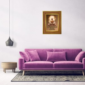 Lord Buddha Photo Frame 18x22 Inches-Brown Wooden Frame For Home, Office & Temple Decoration And Gifting (F6339)