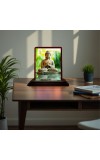 Car Desk/Table Top Lord Buddha Wooden Photo Stand 3x4 Inches, Compact & Stylish Spiritual Display For Car, Home & Office (Pack Of 1) (F14495)