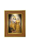 Lord Radha And Krishna Photo Frame 10x14 Inches-Brown Wooden Frame For Home, Office & Temple Decoration And Gifting (F6253)