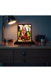 Car Desk/Table Top Jagadguru Chandrashekarendra Saraswati Wooden Photo Stand 3x4 Inches, Compact & Stylish Spiritual Display For Car, Home & Office (Pack Of 1) (F14631)