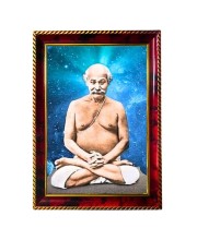 Lahiri Mahasaya Photo Frame For Wall & Table | 7x9 Inch Golden Cherry Finish | Decorative Lahiri Mahasaya Photo Frame For Home, Office & Pooja Room (F11753)