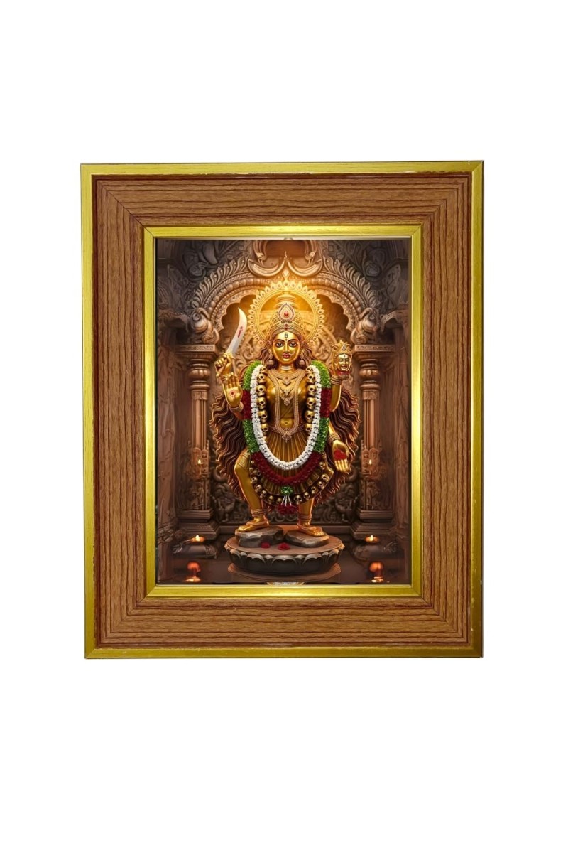 Aadi Shakti Devi Photo Frame 16x20 Inches-Brown Wooden Frame For Home, Office & Temple Decoration And Gifting (F6235)