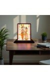 Car Desk/Table Top Radha Krishna Wooden Photo Stand 3x4 Inches, Compact & Stylish Spiritual Display For Car, Home & Office (Pack Of 1) (F14512)