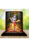 Car Desk/Table Top Lord Krishna Wooden Photo Stand 3x4 Inches, Compact & Stylish Spiritual Display For Car, Home & Office (Pack Of 1) (F14297)
