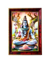 Lord Shiva Photo Frame For Wall & Table | 7x9 Inch Golden Cherry Finish | Decorative Lord Shiva Photo Frame For Home, Office & Pooja Room (F11859)