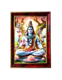 Lord Shiva Photo Frame For Wall & Table | 7x9 Inch Golden Cherry Finish | Decorative Lord Shiva Photo Frame For Home, Office & Pooja Room (F11859)