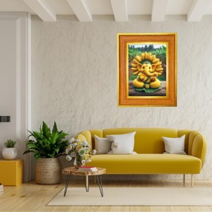Ganpatii Bappa Photo Frame 14x18 Inches-Brown Wooden Frame For Home, Office & Temple Decoration And Gifting (F6478)