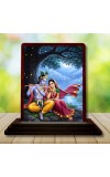 Car Desk/Table Top Lord Radha Krishna Wooden Photo Stand â€“ 3x4 Inches, Compact & Stylish Spiritual Display For Car, Home & Office (Pack Of 1) (F15171)