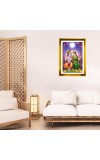 Divine Radha Krishna Golden Photo Frame - 10x14 Inches | Elegant Wooden Frame For Home, Office & Temple Decoration | Spiritual Wall & Table Decor and Gift Item