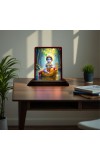 Car Desk/Table Top Lord Krishna Wooden Photo Stand 3x4 Inches, Compact & Stylish Spiritual Display For Car, Home & Office (Pack Of 1) (F14511)