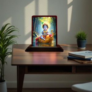 Car Desk/Table Top Lord Krishna Wooden Photo Stand 3x4 Inches, Compact & Stylish Spiritual Display For Car, Home & Office (Pack Of 1) (F14511) Car Desk/Table Top Lord Krishna Wooden Photo Stand 3x4 Inches, Compact & Stylish Spiritual Display For Car, Home & Office (Pack Of 1) (F14511)