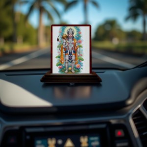 Car Desk/Table Top Lord Hanuman Wooden Photo Stand 3x4 Inches, Compact & Stylish Spiritual Display For Car, Home & Office (Pack Of 1) (F15091) Car Desk/Table Top Lord Hanuman Wooden Photo Stand 3x4 Inches, Compact & Stylish Spiritual Display For Car, Home & Office (Pack Of 1) (F15091)