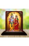 Car Desk/Table Top Radha Krishna Wooden Photo Stand 3x4 Inches, Compact & Stylish Spiritual Display For Car, Home & Office (Pack Of 1) (F14192)