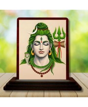 Car Desk/Table Top Lord Shiva Wooden Photo Stand â€“ 3x4 Inches, Compact & Stylish Spiritual Display For Car, Home & Office (Pack Of 1) (F15159)