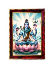 Lord Shiva Photo Frame For Wall & Table | 7x9 Inch Golden Cherry Finish | Decorative Lord Shiva Photo Frame For Home, Office & Pooja Room (F11589)