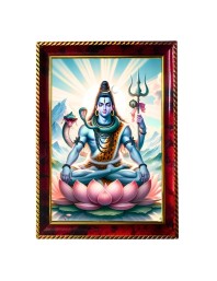 Lord Shiva Photo Frame For Wall & Table | 7x9 Inch Golden Cherry Finish | Decorative Lord Shiva Photo Frame For Home, Office & Pooja Room (F11589)