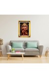Lord Hanuman Golden Photo Frame - 10x14 Inches | Elegant Wooden Frame For Home, Office & Temple Decoration | Spiritual Wall & Table Decor And Gift Item (F9826)