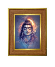 Lord Shiva Photo Frame 16x20 Inches-Brown Wooden Frame For Home, Office & Temple Decoration And Gifting (F6272)