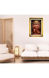 Lord Hanuman Golden Photo Frame - 10x14 Inches | Elegant Wooden Frame For Home, Office & Temple Decoration | Spiritual Wall & Table Decor and Gift Item