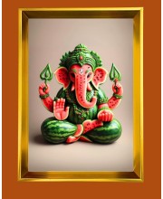 Golden Photo Frame - 10x14 Inches | Elegant Wooden Frame For Home, Office & Temple Decoration | Spiritual Wall & Table Decor and Gift Item