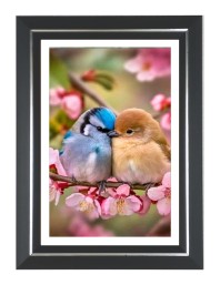 Lovebirds On A Branch Photo Wall & Table Frame | 16x20 Inch Black Designer | Perfect For Gifting & Home Decor (F9630)