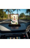 Car Desk/Table Top Lord Krishna Wooden Photo Stand 3x4 Inches, Compact & Stylish Spiritual Display For Car, Home & Office (Pack Of 1) (F14516)