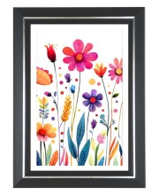 Bright Colorful Flowers Photo Wall & Table Frame | 10x14 Inch Black Designer | Perfect For Gifting & Home Decor (F9658)