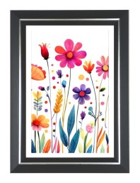 Bright Colorful Flowers Photo Wall & Table Frame | 10x14 Inch Black Designer | Perfect For Gifting & Home Decor (F9658)