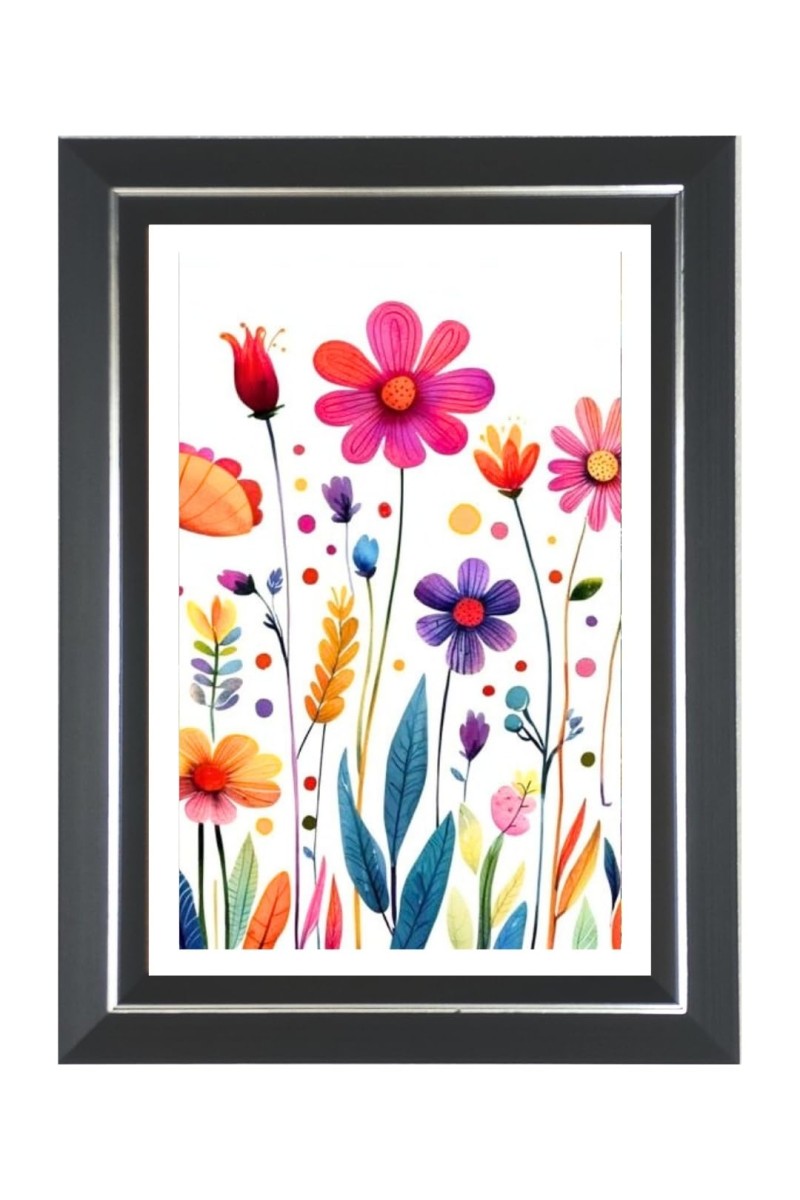 Bright Colorful Flowers Photo Wall & Table Frame | 10x14 Inch Black Designer | Perfect For Gifting & Home Decor (F9658)
