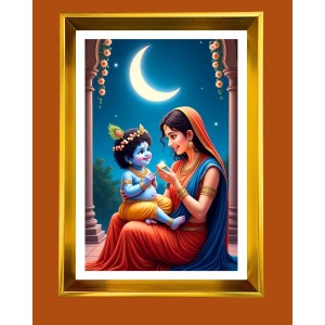 Bal Krishna, Yashoda Golden Photo Frame - 12x16 Inches | Elegant Wooden Frame For Home, Office & Temple Decoration | Spiritual Wall & Table Decor And Gift Item (F9929) Bal Krishna, Yashoda Golden Photo Frame - 12x16 Inches | Elegant Wooden Frame For Home, Office & Temple Decoration | Spiritual Wall & Table Decor And Gift Item (F9929)
