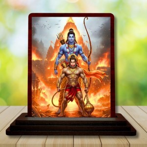 Car Desk/Table Top Lord Rama And Hanuman Wooden Photo Stand 3x4 Inches, Compact & Stylish Spiritual Display For Car, Home & Office (Pack Of 1) (F14307) Car Desk/Table Top Lord Rama And Hanuman Wooden Photo Stand 3x4 Inches, Compact & Stylish Spiritual Display For Car, Home & Office (Pack Of 1) (F14307)