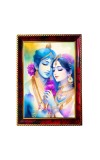 Radha Krishna Photo Frame For Wall & Table | 7x9 Inch Golden Cherry Finish | Decorative Radha Krishna Photo Frame For Home, Office & Pooja Room (F11578)