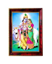 Radha Krishna Photo Frame For Wall & Table | 7x9 Inch Golden Cherry Finish | Decorative Radha Krishna Photo Frame For Home, Office & Pooja Room (F11646)