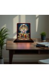 Car Desk/Table Top Lord Vishnu Wooden Photo Stand 3x4 Inches, Compact & Stylish Spiritual Display For Car, Home & Office (Pack Of 1) (F14535)