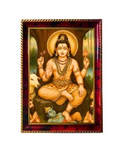 Lord Shiva Photo Frame For Wall & Table | 7x9 Inch Golden Cherry Finish | Decorative Lord Shiva Photo Frame For Home, Office & Pooja Room (F11763)