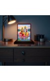 Car Desk/Table Top Lord Vishnu Lakshmi Wooden Photo Stand 3x4 Inches, Compact & Stylish Spiritual Display For Car, Home & Office (Pack Of 1) (F14190)