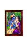 Cute Radha Krishna Photo Frame For Wall & Table | 7x9 Inch Golden Cherry Finish | Decorative Cute Radha Krishna Photo Frame For Home, Office & Pooja Room (F11620)