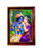 Cute Radha Krishna Photo Frame For Wall & Table | 7x9 Inch Golden Cherry Finish | Decorative Cute Radha Krishna Photo Frame For Home, Office & Pooja Room (F11620)