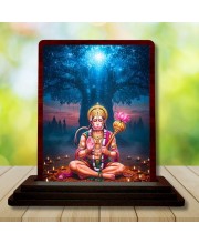 Car Desk/Table Top Lord Hanuman Wooden Photo Stand 3x4 Inches, Compact & Stylish Spiritual Display For Car, Home & Office (Pack Of 1) (F14344)