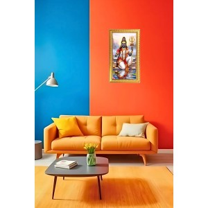 Lord Shiva Digital Golden Color Photo Frame | Hindu Religious Wall Decor | 12x19 Inches - Inspirational Wall Art For Office, Home Decor - Ideal Spiritual Gift (F10362)