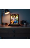 Car Desk/Table Top Radha Krishna Wooden Photo Stand 3x4 Inches, Compact & Stylish Spiritual Display For Car, Home & Office (Pack Of 1) (F14274)