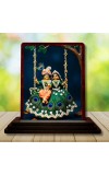 Car Desk/Table Top Radha Krishna Wooden Photo Stand 3x4 Inches, Compact & Stylish Spiritual Display For Car, Home & Office (Pack Of 1) (F14522)