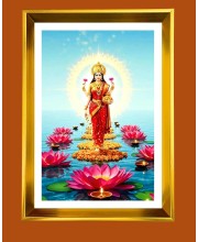 Mata Lakhsmi Golden Photo Frame - 16x20 Inches | Elegant Wooden Frame For Home, Office & Temple Decoration | Spiritual Wall & Table Decor And Gift Item (F9475)