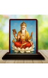 Car Desk/Table Top Lord Bramha Wooden Photo Stand 3x4 Inches, Compact & Stylish Spiritual Display For Car, Home & Office (Pack Of 1) (F14332)