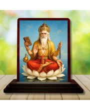 Car Desk/Table Top Lord Bramha Wooden Photo Stand 3x4 Inches, Compact & Stylish Spiritual Display For Car, Home & Office (Pack Of 1) (F14332)