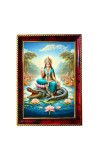 Maa Ganga Photo Frame For Wall & Table | 7x9 Inch Golden Cherry Finish | Decorative Maa Ganga Photo Frame For Home, Office & Pooja Room (F11340)