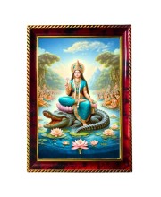 Maa Ganga Photo Frame For Wall & Table | 7x9 Inch Golden Cherry Finish | Decorative Maa Ganga Photo Frame For Home, Office & Pooja Room (F11340)