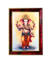 Lord Ganesha Photo Frame For Wall & Table | 7x9 Inch Golden Cherry Finish | Decorative Lord Ganesha Photo Frame For Home, Office & Pooja Room (F11679)