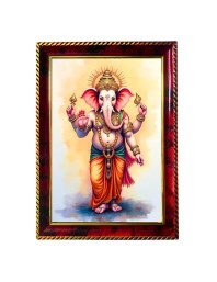 Lord Ganesha Photo Frame For Wall & Table | 7x9 Inch Golden Cherry Finish | Decorative Lord Ganesha Photo Frame For Home, Office & Pooja Room (F11679)